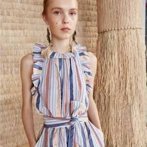 Ulla Johnson Adana Ruffle Trim Seersucker Top